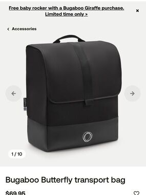 Bugaboo Black Stroller Transport Backpack